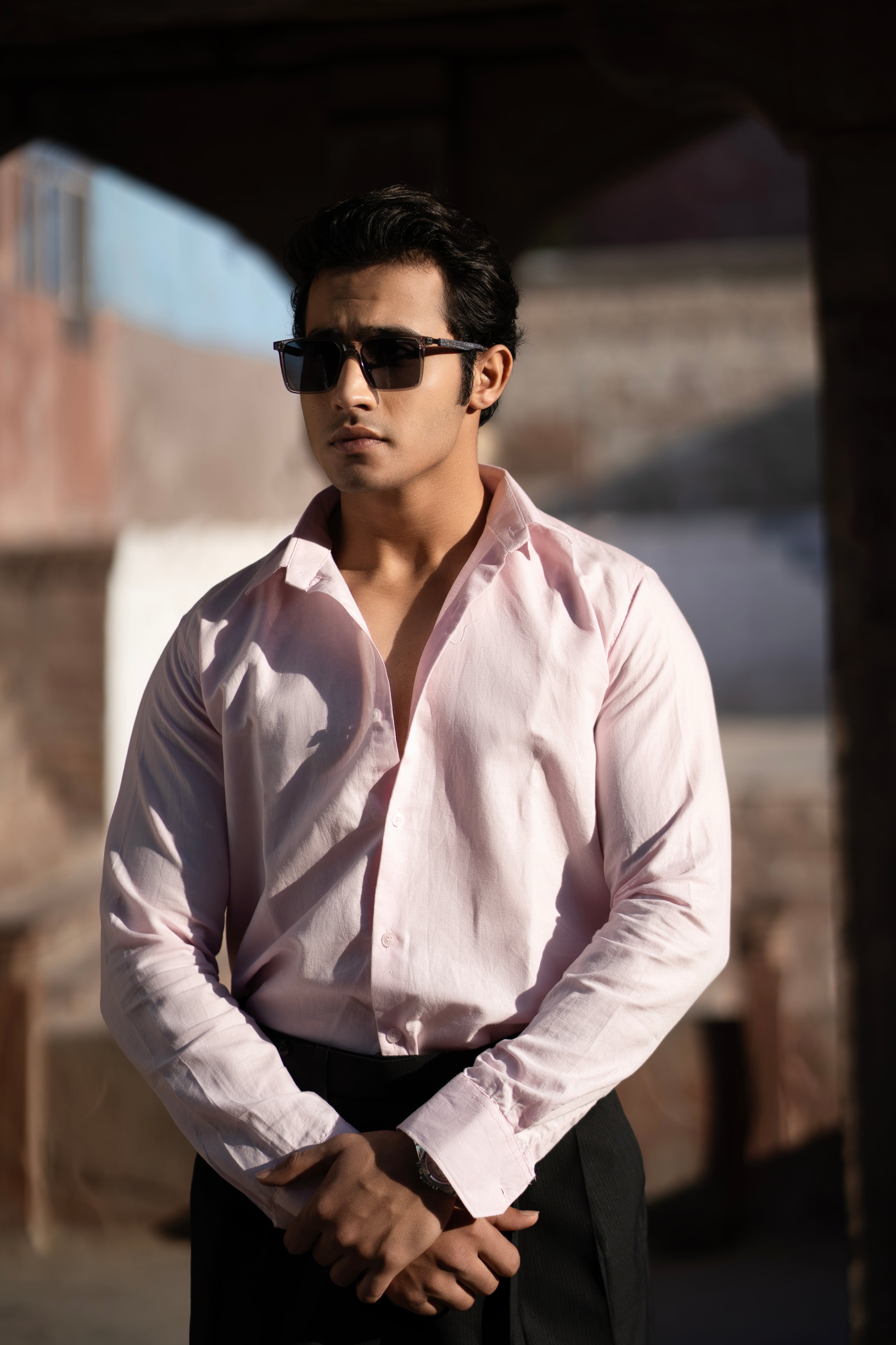 Pale Pink Linen Shirt