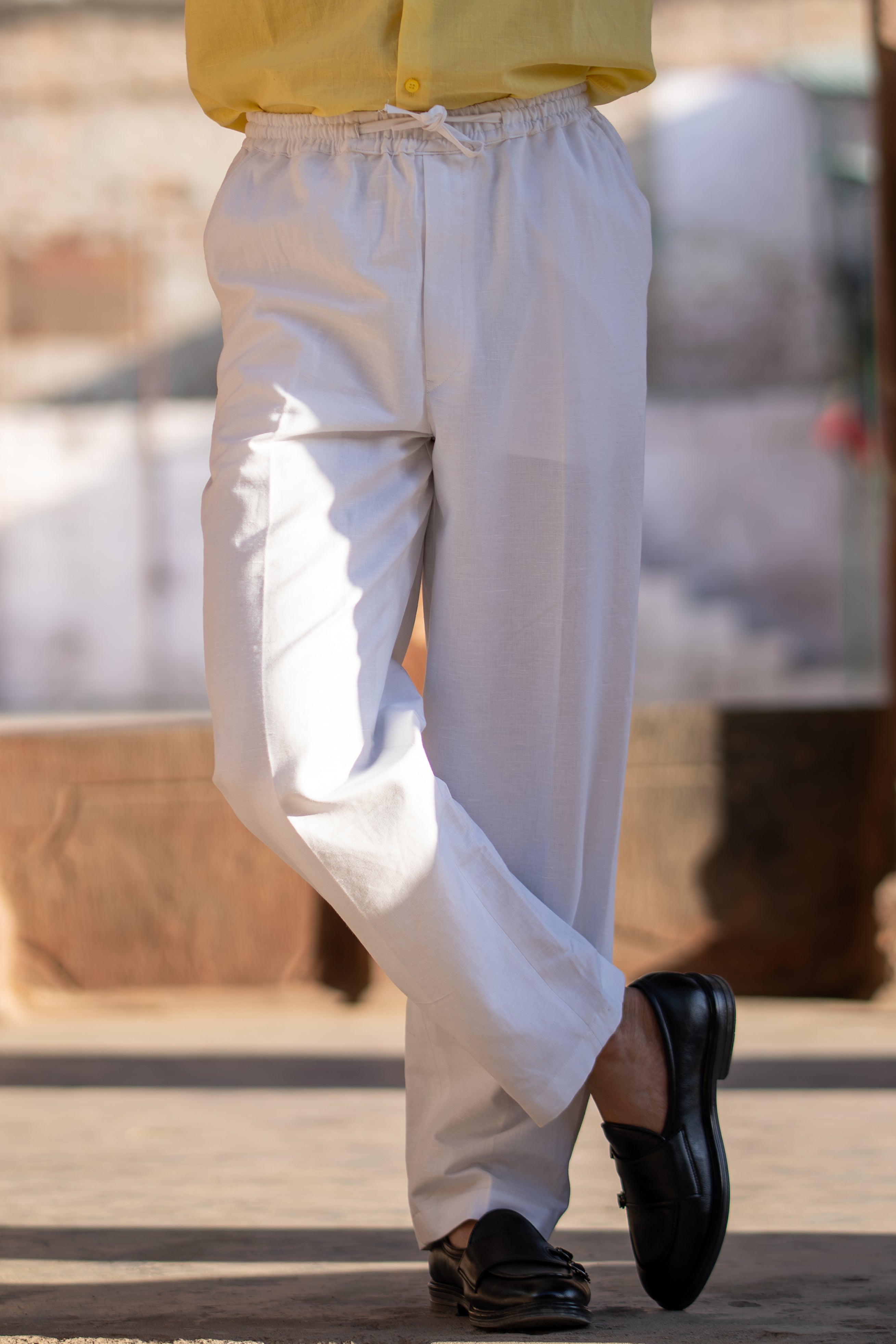 White Linen Waistband Pant