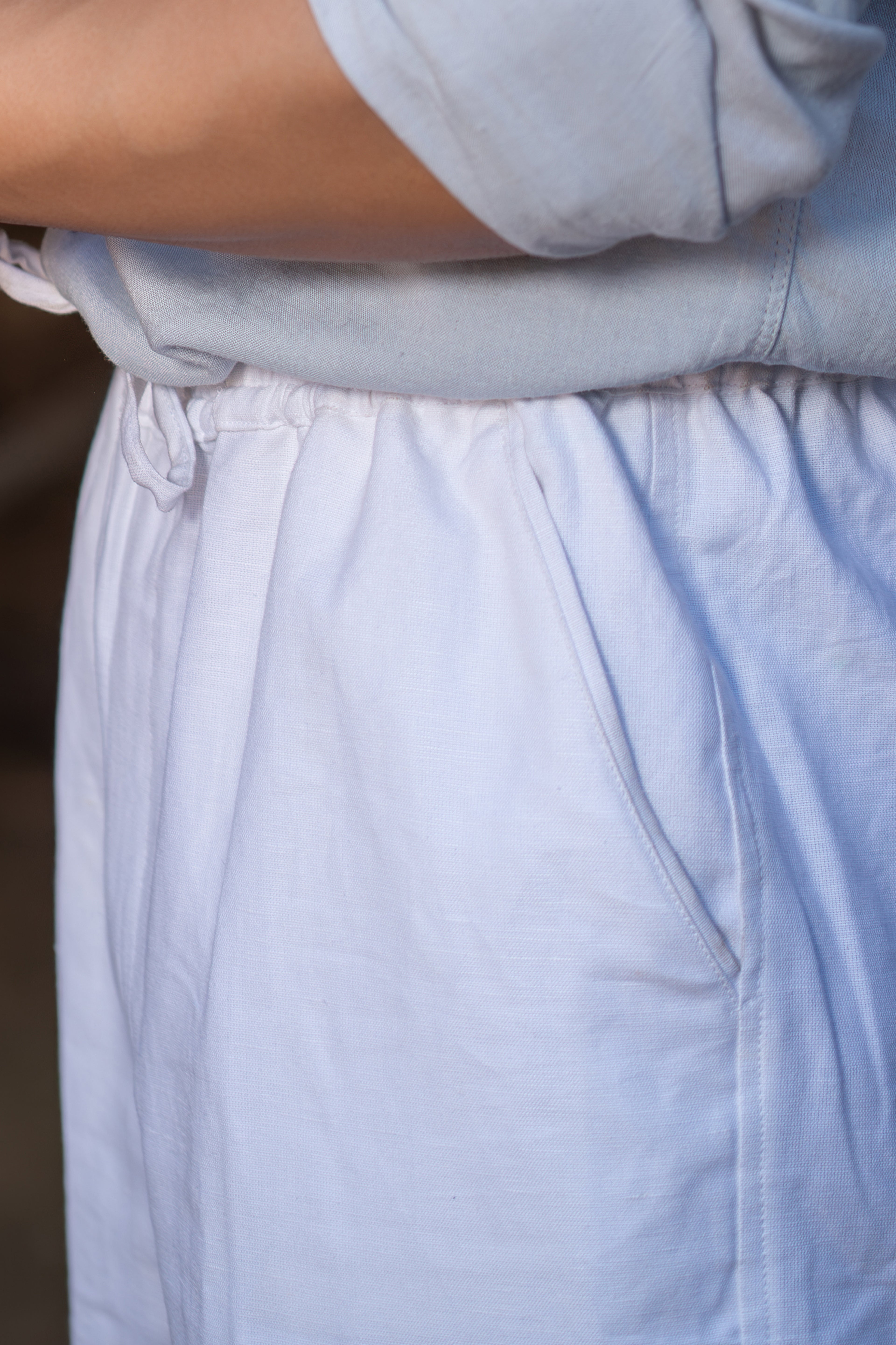 White Linen Waistband Pant