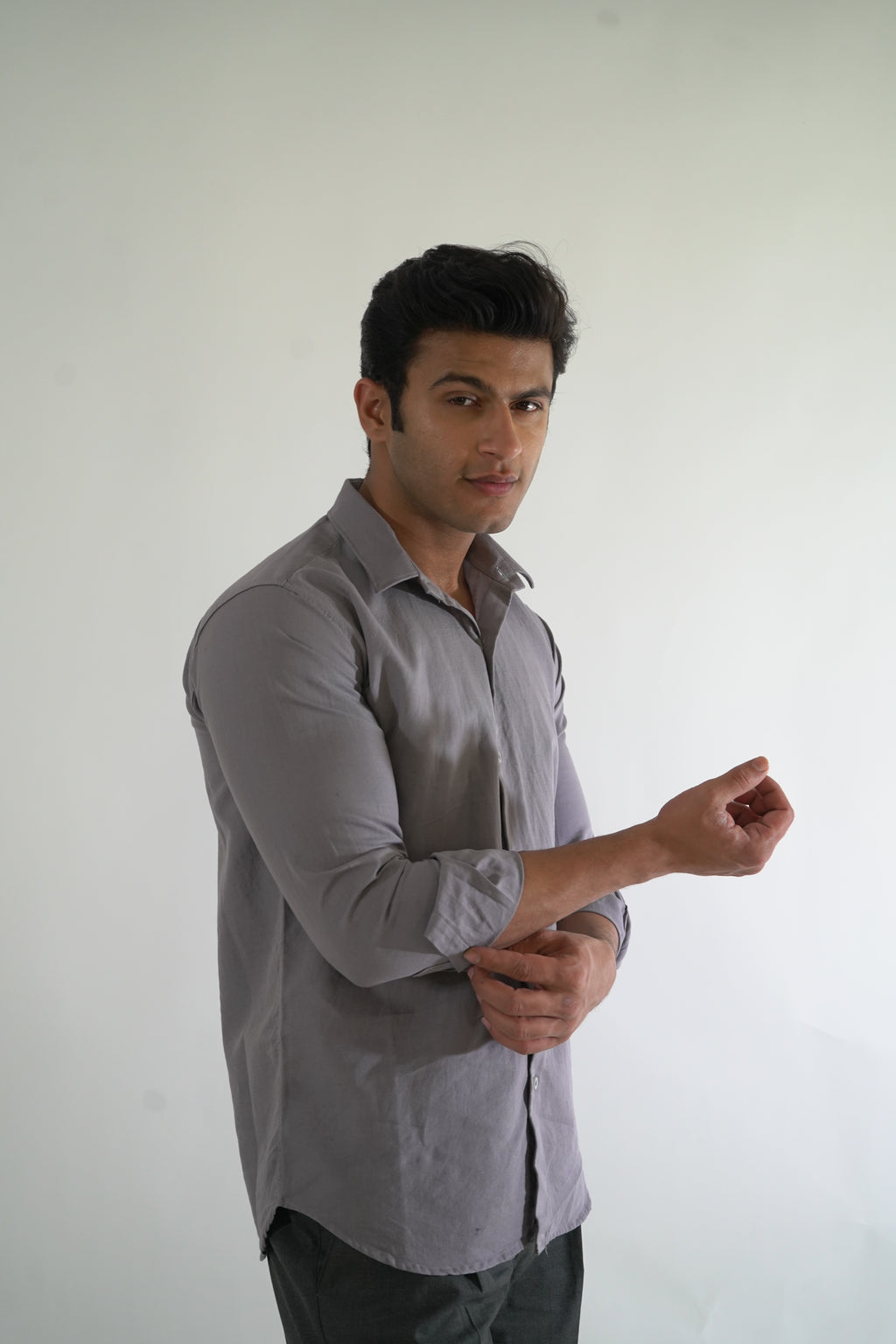 Smoke gray linen shirt