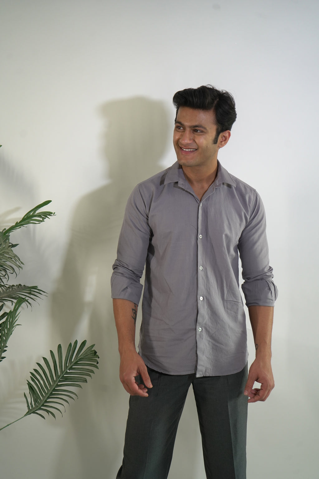 Smoke gray linen shirt