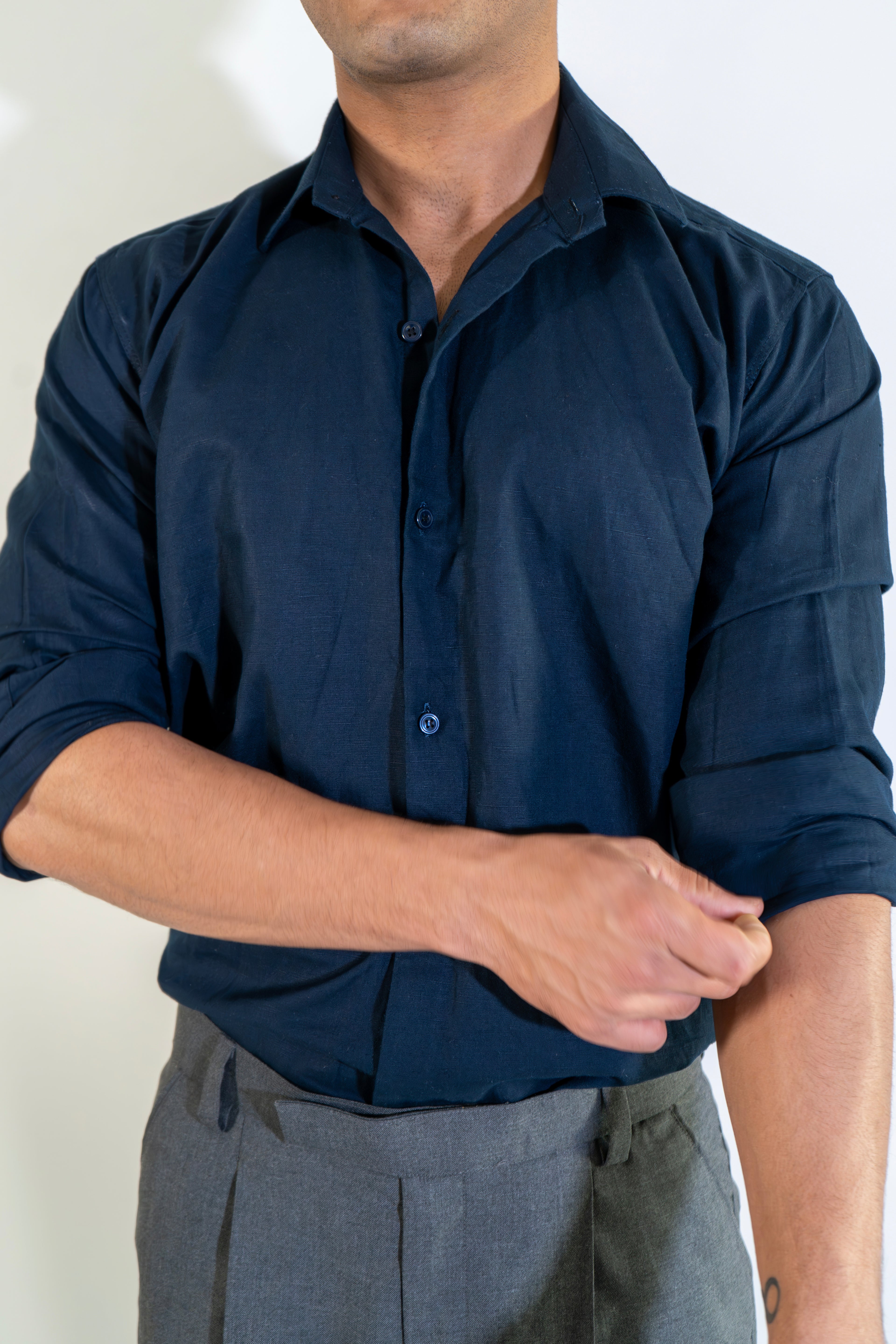 Midnight Blue Linen Shirt