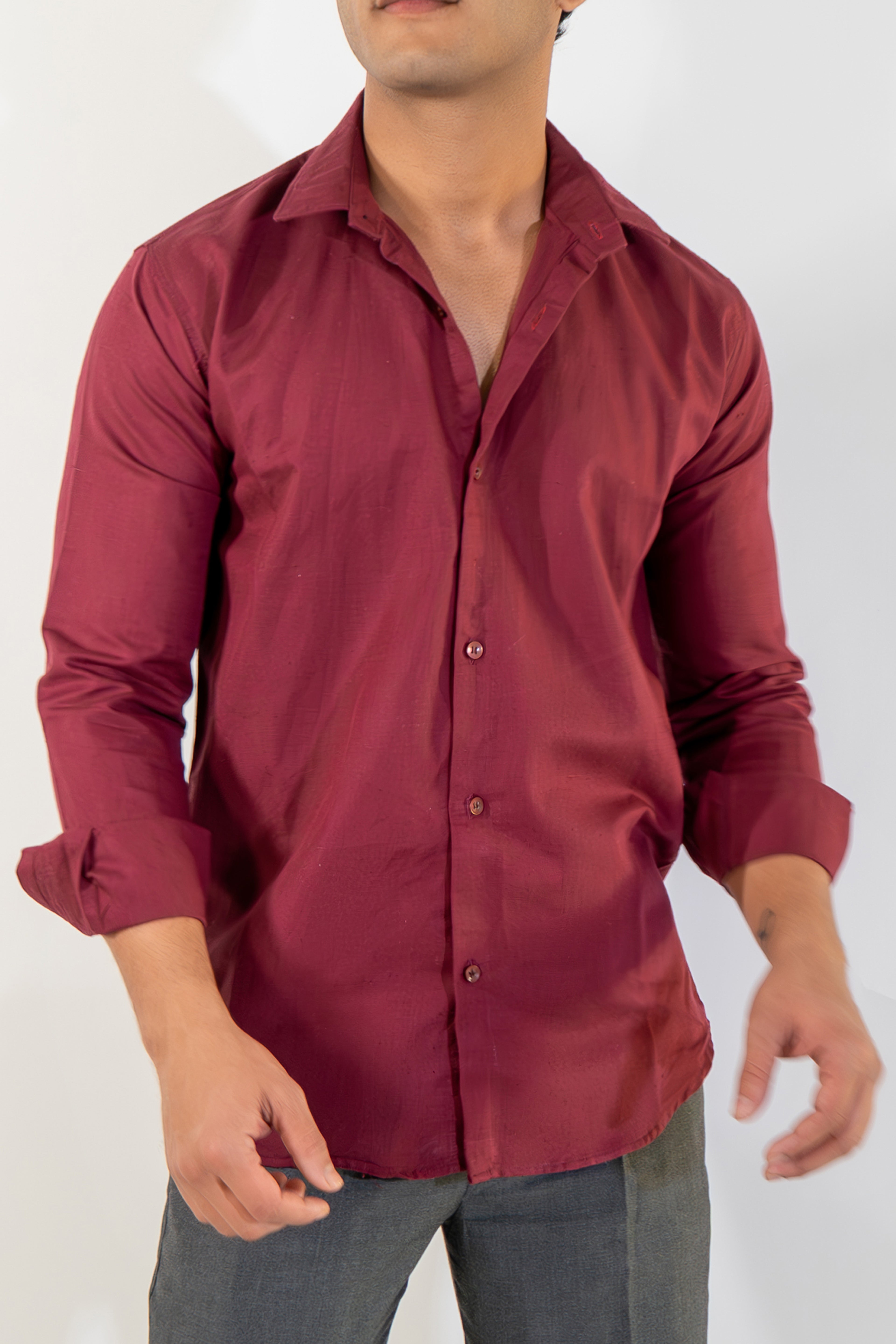 Burgundy Linen Shirt