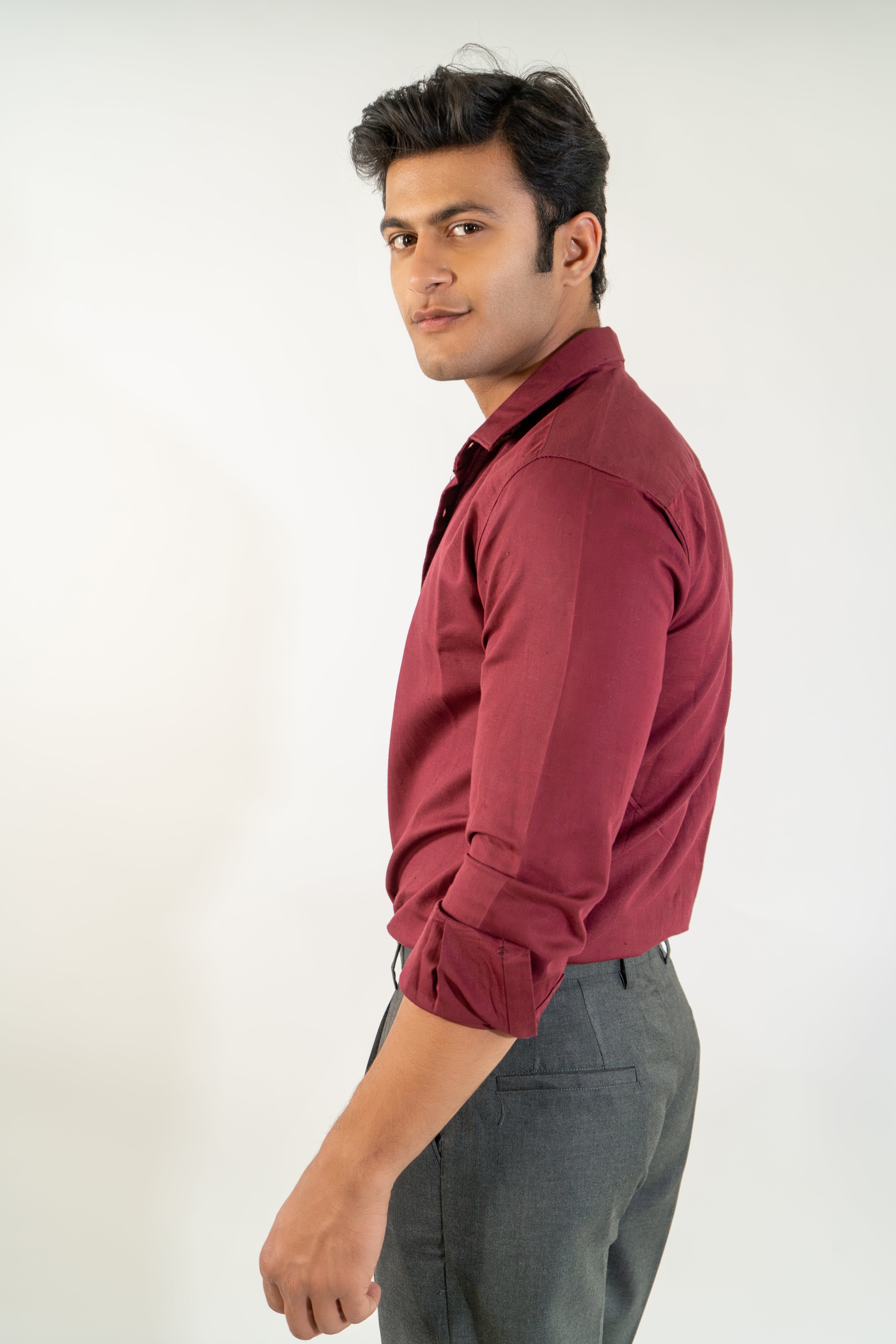 Burgundy Linen Shirt