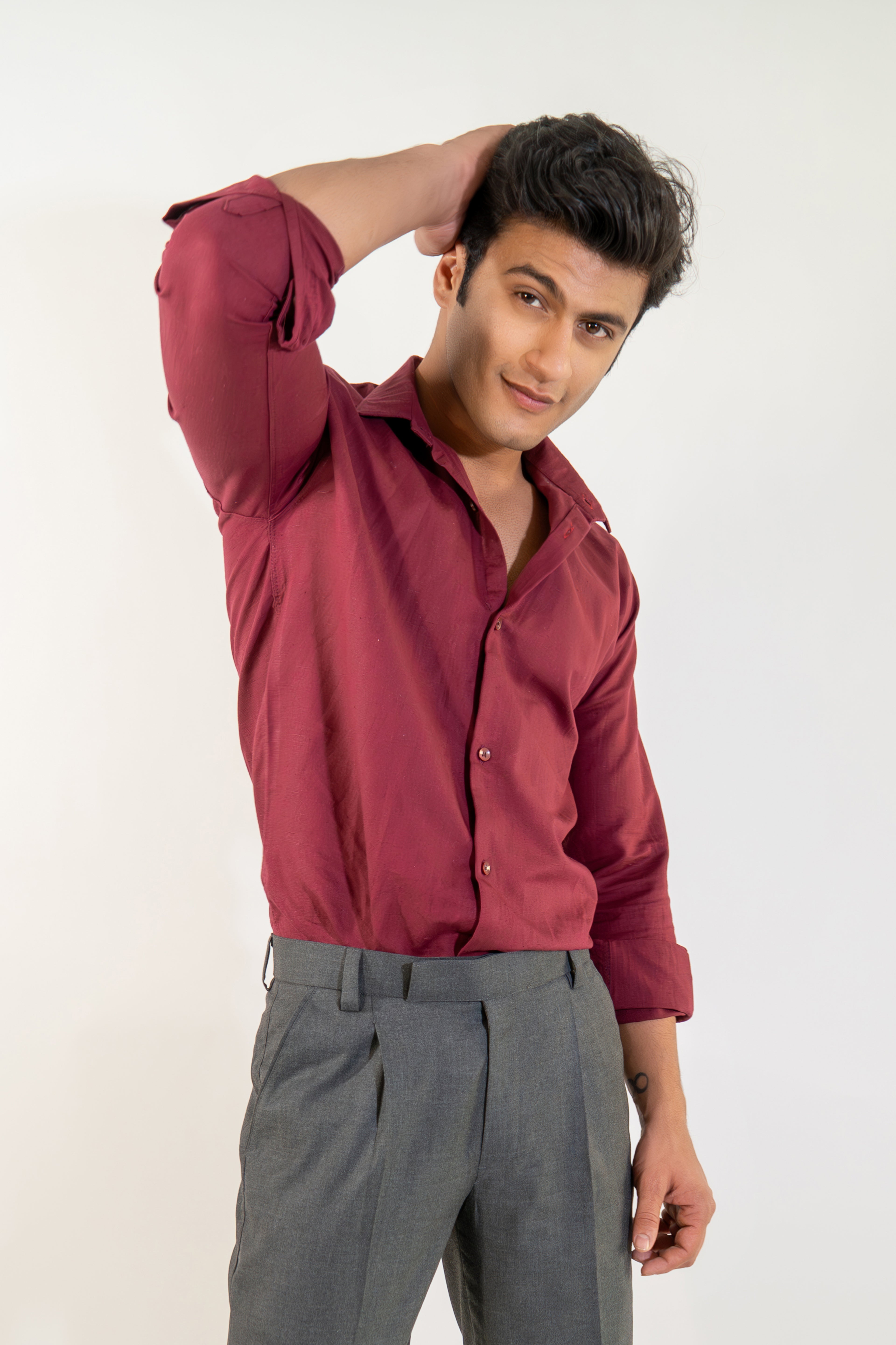 Burgundy Linen Shirt
