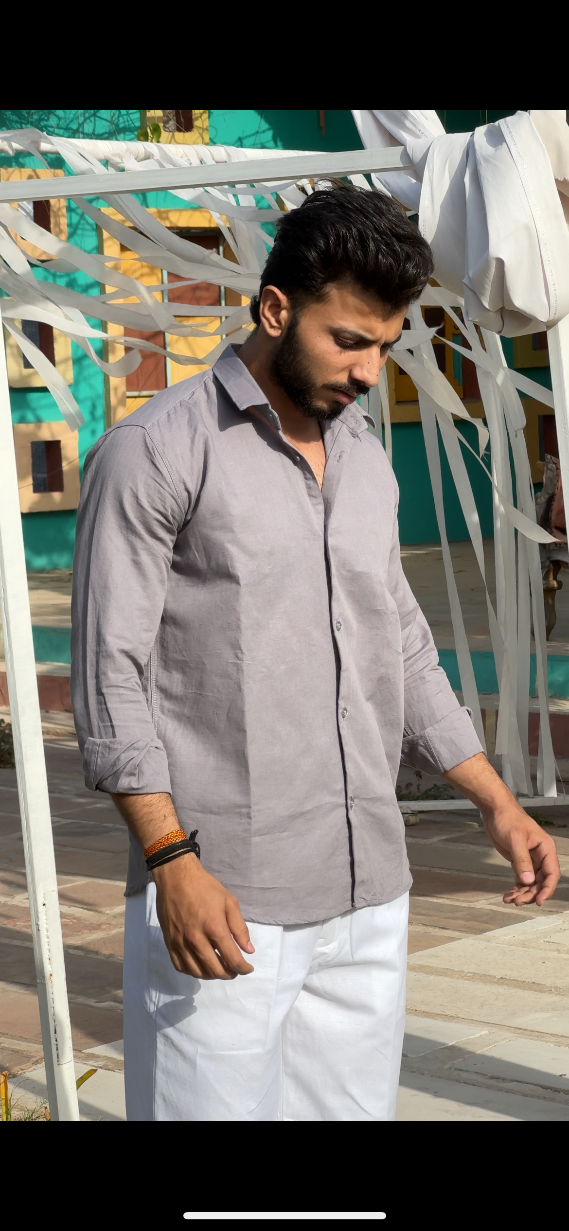 Smoke gray linen shirt